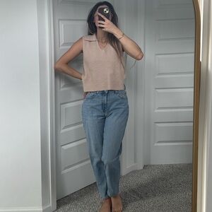Beige sleeveless weater top